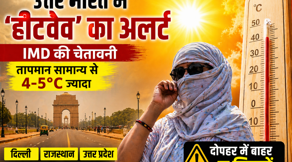 उत्तर भारत में हीटवेव का अलर्ट जारी। दिल्ली, राजस्थान और उत्तर प्रदेश में तापमान 4-5 डिग्री ज्यादा रहने की संभावना। जानिए बचाव के उपाय।